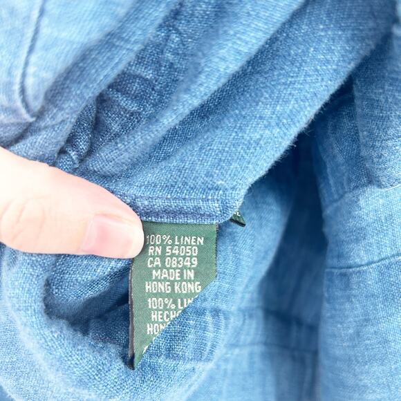 Lauren Ralph Lauren Womens Vintage Beachy 100% Linen Chambray Button Up Shirt S - Picture 4 of 7